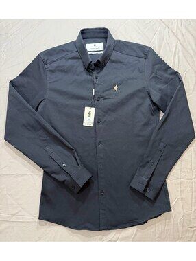 Father Sons Mens M Black Stretch Slim Fit Button Down Shirt NWT FS1040
